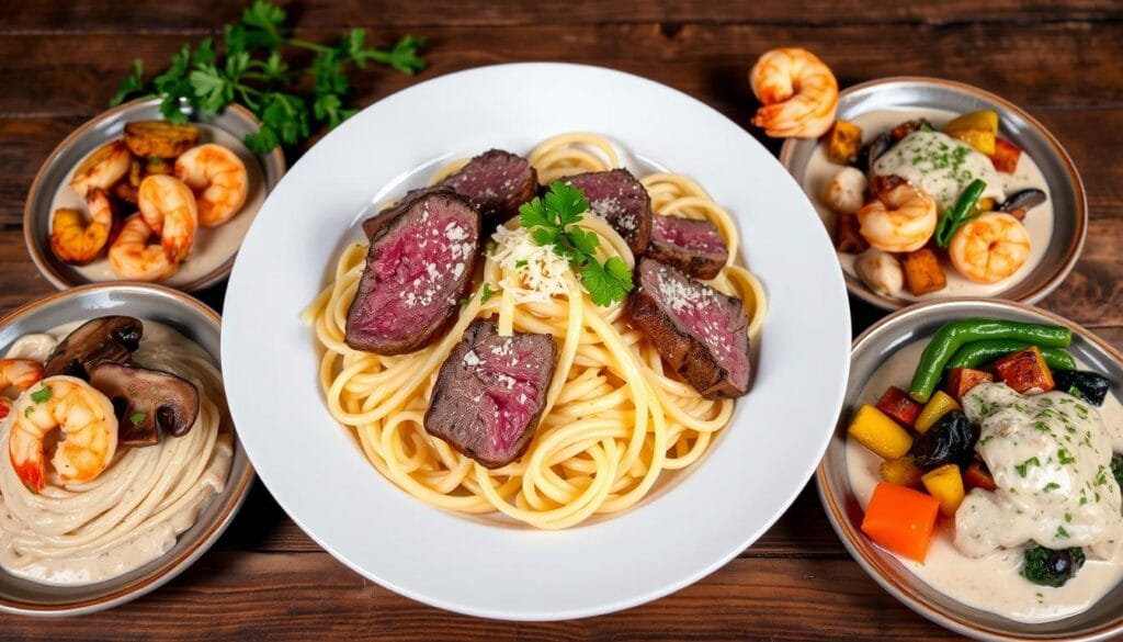 Steak Fettuccine Alfredo Variations