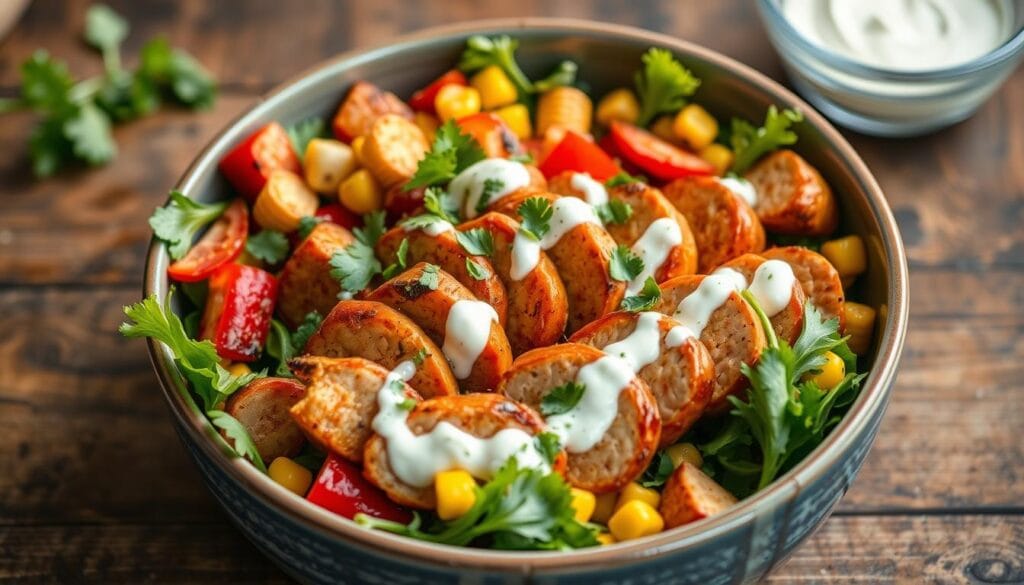 buffalo chicken sausage power bowl