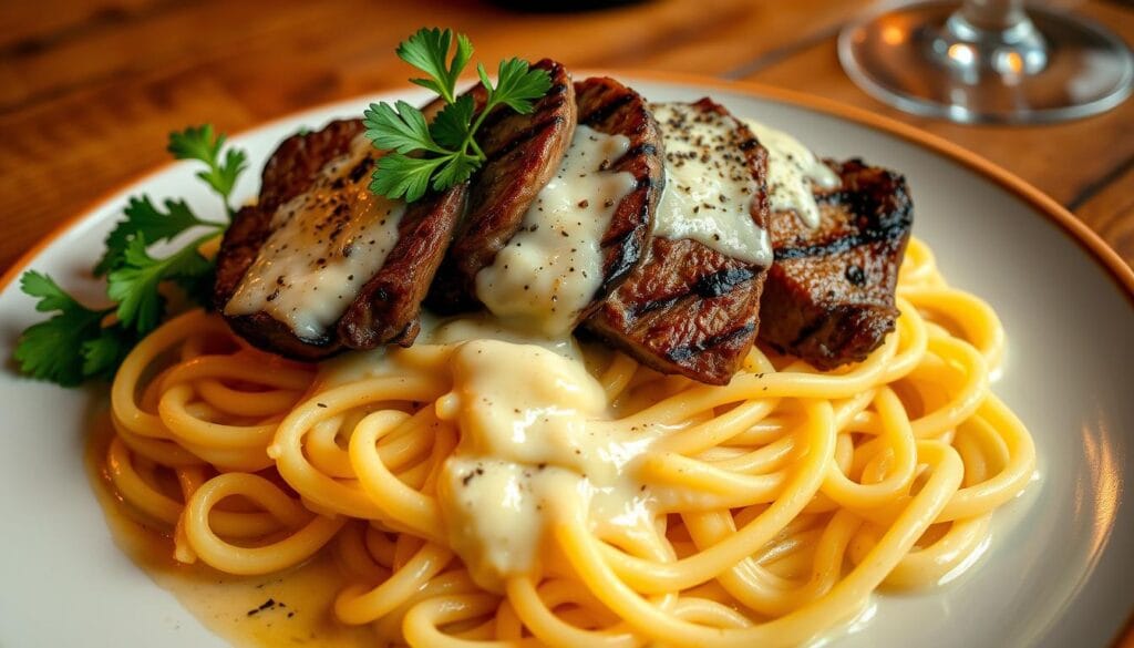 creamy steak alfredo