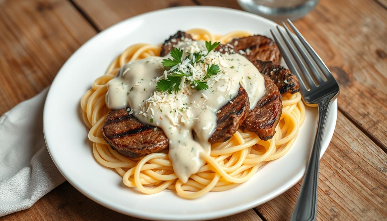 steak alfredo recipe