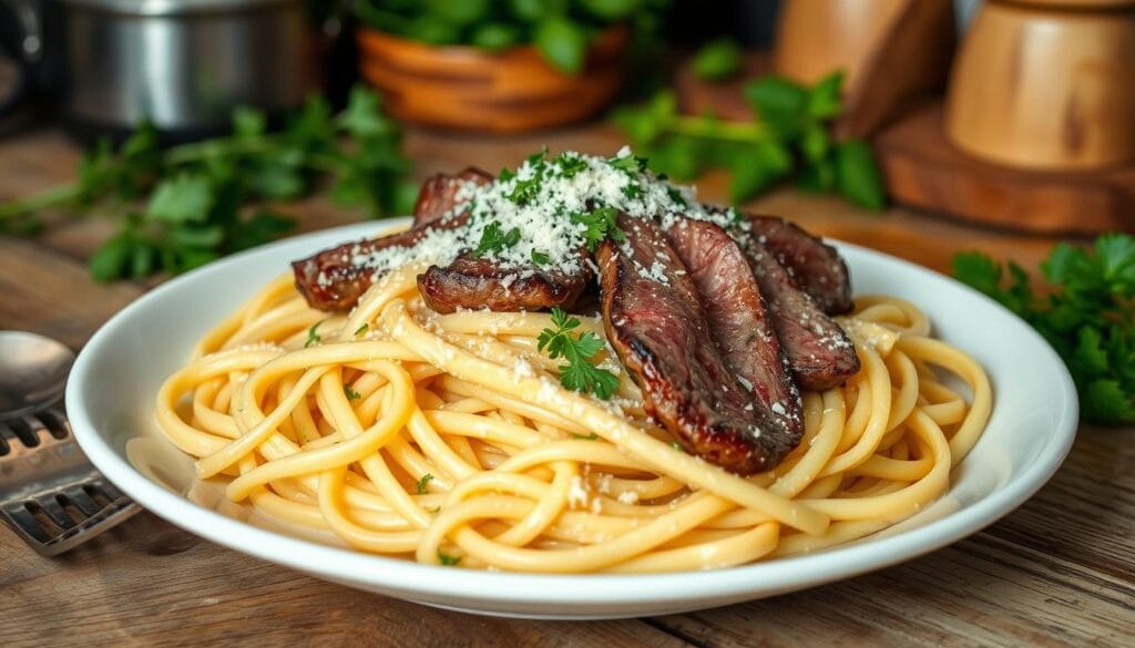 steak fettuccine alfredo recipe