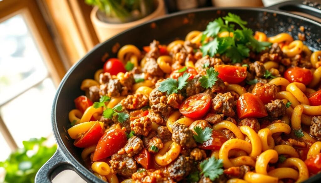 southwest beef noodle skillet